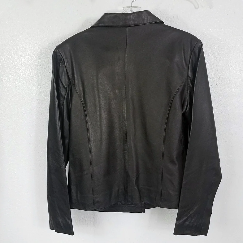 USA Leather Women's Black Button Down Jacket Coat - Picture 6 of 8